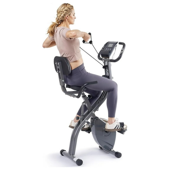 Exercise Bike Stationary Bikes for Home Recumbent Exercise Bike Folding with 10-Level Adjustable Resistance LCD Monitor Pulse Sensor Support Back Pad