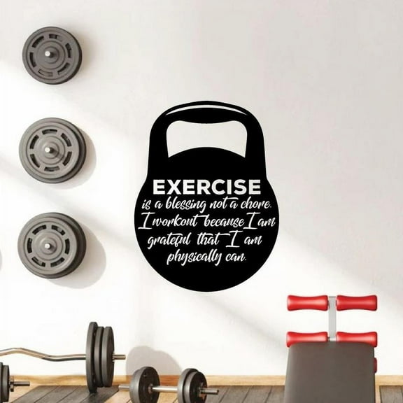 Exercise Is A Blessing Not A Chore - Exercise Workout Quote Motivation Weightlifting Silhouette Vinyl Wall Art Sticker Decal Home Gym Workout Area Fitness Sticker Decoration Size (10x8 inch)