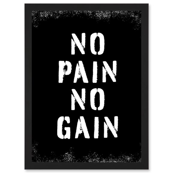 Exercise Decor Inspiration No Pain No Gain Inspirational Gym Decor Wall Art Artwork Framed Wall Art Print A4
