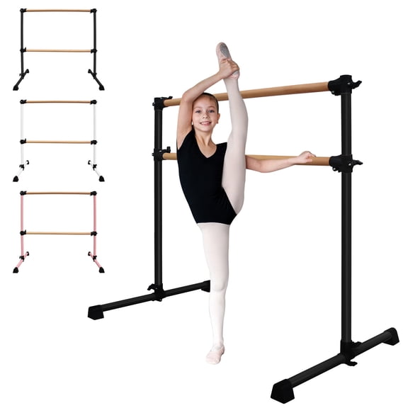 Exercise Equipment 4FT Black Solid Wood Ballet Barre With Adjustable Range Of 6.7-46 Inches For Dance Practice,Workout Equipment