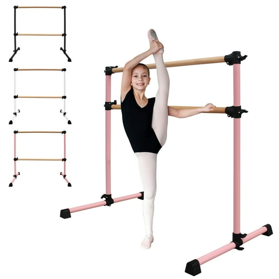 Exercise Equipment 4FT Pink Solid Wood Ballet Barre With Adjustable Range Of 6.7-46 Inches For Dance Practice,Workout Equipment