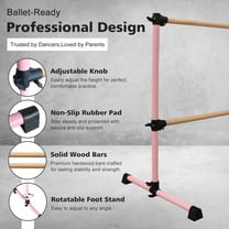 Exercise Equipment 4FT Pink Solid Wood Ballet Barre With Adjustable Range Of 6.7-46 Inches For Dance Practice,Workout Equipment