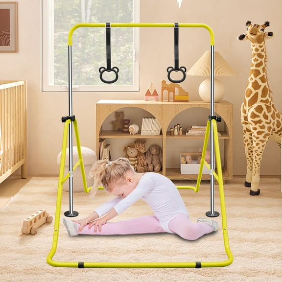 Exercise Equipment Black Multi-Functional Adjustable Height Children's Horizontal Gymnastic Bar With Bear Rings,Home Gym Equipment