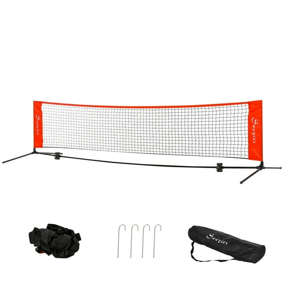Exercise Equipment Soozier 10ft Portable Soccer Tennis/Pickleball/Badminton/Mini Tennis Net w/ Sideline for Training with Included Storage Bag, Red,Workout Equipment