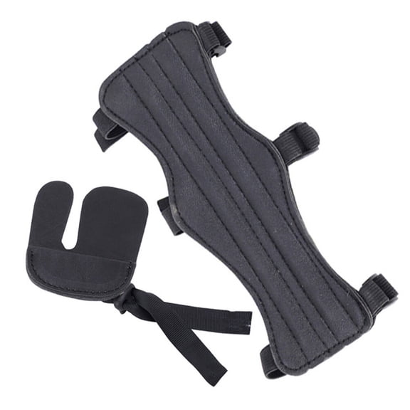 FOMIYES Portable Archery Armguard Black Adjustable PU for Shooting and Hunting Protection