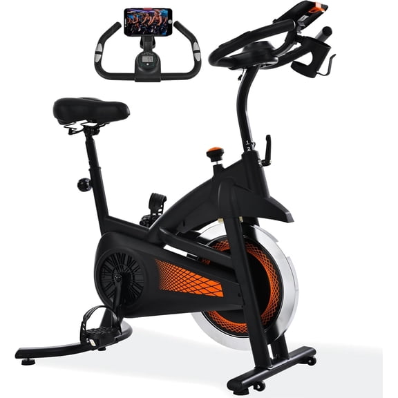 Exercise , Felt Pad Stationary - Quiet Belt Drive Indoor Cycling for Cardio, Adjustable Handlebar & Extra Soft Seat, Digital LED with 300lb Weight Capacity