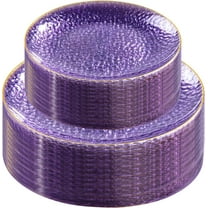 Exercise & Fitness 60Pcs Clear Purple Gold Plastic Plates, Purple Disposable Plates With Gold Rim, Hammered Plastic Plates Include 30 Clear Dessert Plates, 30 Dinner Plates for Party