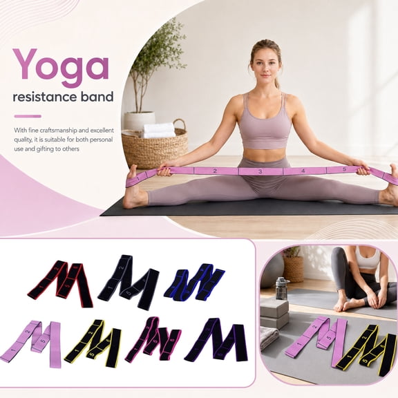Exercise & Fitness Accessories, Stretching Strap with Loops, Numbered Resistance Band, Stretching Bands for Flexibility, 37X2 Inch 1Pc Numbered Looped Fabric Band for Yoga, Rehab,