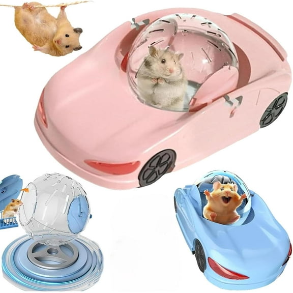 Exercise Hamster Wheel Car, Silent Fitness Wheel Toy Vehicle for Small Pets, Hamster Running Ball Funny Transparent Ball, Exercise Wheel for Hamsters, Pet Transparent Ball Car Running Wheel