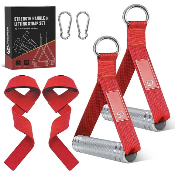 Exercise Handles & Lifting Straps Set - Replacement Gym Handles for Cables Machine, Pulley System, Strength Trainer, Pull Down Workout Handles, Pilates,  Gym  Attachments