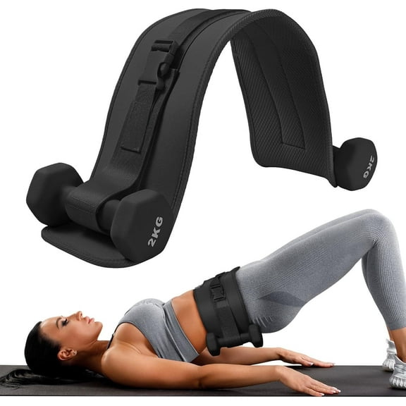 Exercise Hip Thrust Belt - Dumbbell Hip Thrust Belt, Thicken & Widen, Comfortable for Dumbbells, Kettlebells or Plates, Slip Padding, Gym or Home Workouts