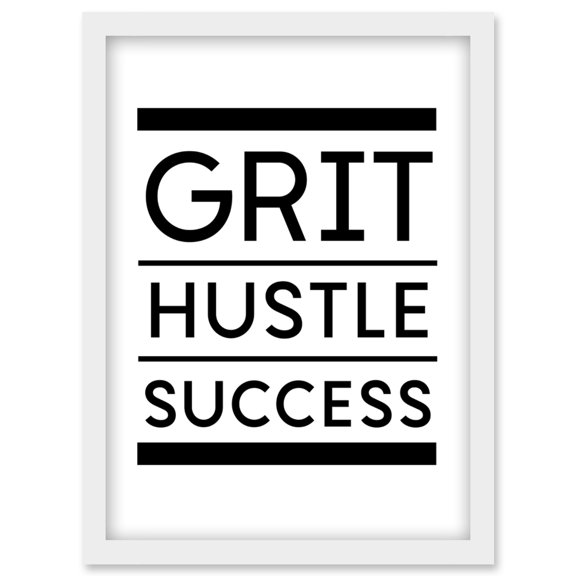 Exercise Inspiration Grit Hustle Respect Exercise Workout Gym Decor Artwork Framed Wall Art Print A4