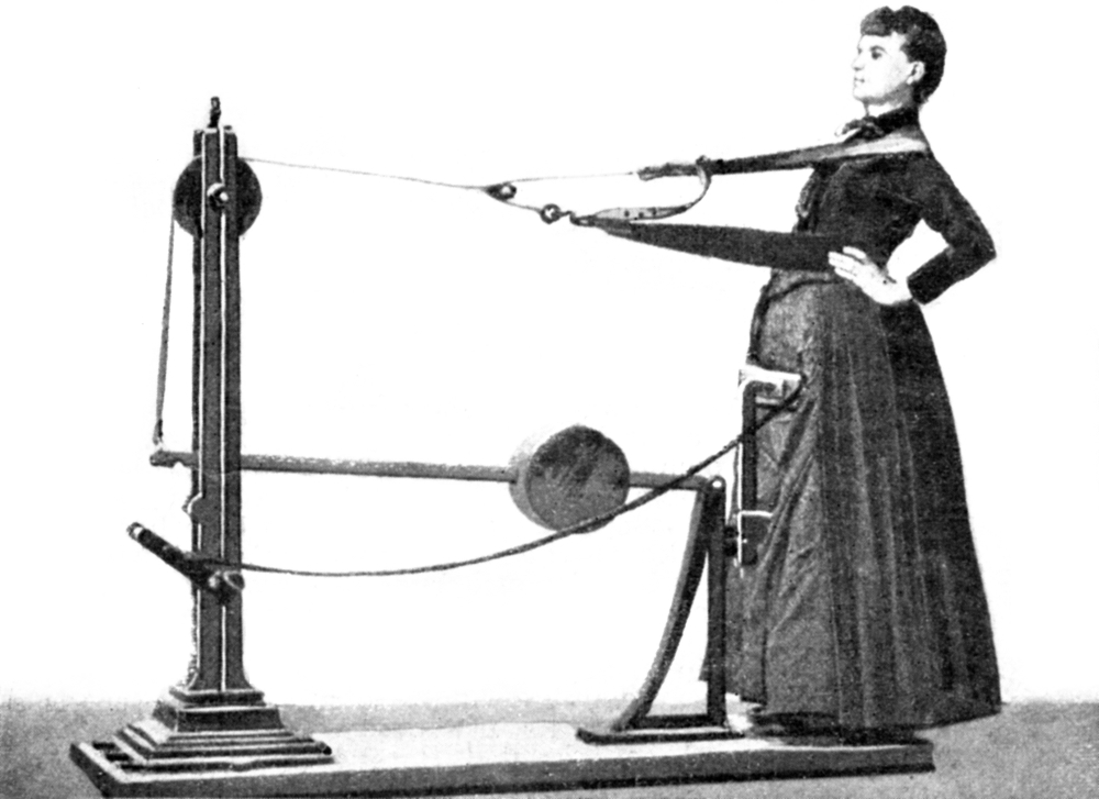 Zander Exercise Exercise Machine, 1896. /N'Straightening The Body.' Curative Gymnastics ...