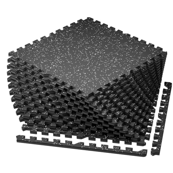 Amadwell 12Pcs Interlocking Workout Mats, 0.56" Thick Rubber Top EVA Foam Gym Flooring, 48 Sq Ft High Density Protective Tiles for Home Gym & Exercise