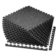 Amadwell 0.56" Thick 48 Sq Ft Gym Flooring for Home Gym, 12 Tiles Exercise Equipment Mats, Rubber Top with High Density EVA Foam, Large Interlocking Workout Mat