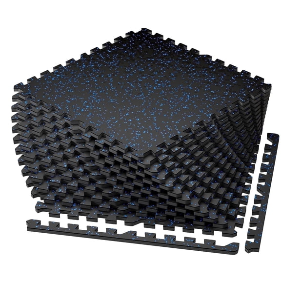 Amadwell 12Pcs Interlocking Workout Mats, 0.56" Thick Rubber Top EVA Foam Gym Flooring, 48 Sq Ft High Density Protective Tiles for Home Gym & Exercise