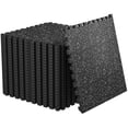 thumbnail image 1 of Amadwell 0.56" Thick 96 Sq Ft Gym Flooring for Home Gym, 24 Tiles Exercise Equipment Mats, Rubber Top with High Density EVA Foam, Large Interlocking Workout Mat, Black/Grey, 1 of 9