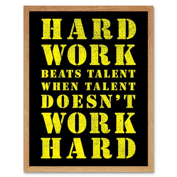 Exercise Motivation Hard Work Beats Talent Inspirational Gym Wall Art Art Print Framed Poster Wall Decor 12x16 inch