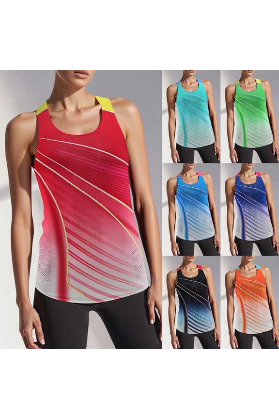 Exercise Tops for Women Sleeveless Athletic Tank Tops Scoop Neck Undershirt Tops for Athletic Running Tennis Yoga Lightweight Gym Clothes (Orange,S)