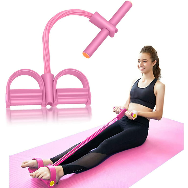 Exercise Workout Band Set, Pedal Resistance Bands with Handles, Elastic  Pull Rope Fitness Equipment- Pink