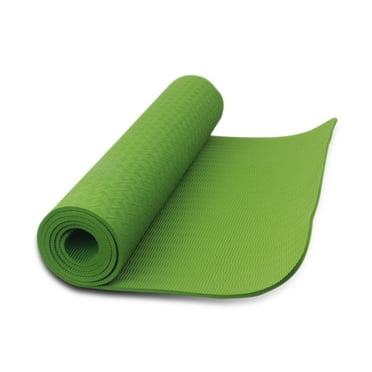Exercise Yoga Mat Non Slip at 72" x 24" x 6mm thickness with Carrying Strap Green