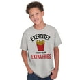 thumbnail image 1 of Exercise You Said Extra Fries Foodie Crewneck T Shirts Boy Girl Teen Brisco Brands XS, 1 of 6