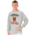 thumbnail image 1 of Exercise You Said Extra Fries Foodie Plus Size Long Sleeve Graphic Tee Shirt Brisco Brands 3X, 1 of 5