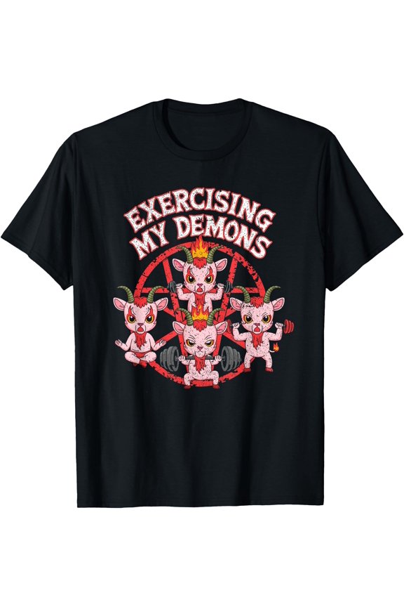 Exercising My Demons Funny Gym Workout Demon T-Shirt