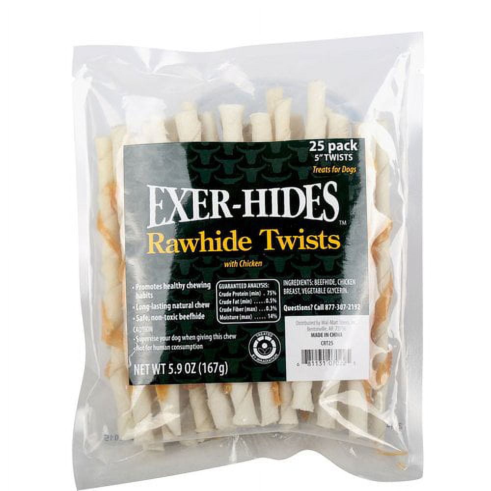 Exerhides Ex 5`` Chicken Rawhide Twist 25pk