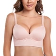 thumbnail image 1 of Exerin Bras for Women Plunge Wirefree Pullover Push Up Comfortable Padded Plus Size Bra(36B,Pink), 1 of 7