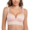 thumbnail image 1 of Exerin Bras for Women Plunge Wirefree Pullover Push Up Comfortable Padded Plus Size Bra(38C,Pink), 1 of 7