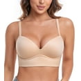 thumbnail image 1 of Exerin Bras for Women Plunge Wirefree Pullover Push Up Comfortable Padded Plus Size Bra(Beige,34B), 1 of 8