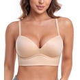 thumbnail image 1 of Exerin Bras for Women Plunge Wirefree Pullover Push Up Comfortable Padded Plus Size Bra(Beige,38D), 1 of 8