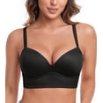 thumbnail image 1 of Exerin Bras for Women Plunge Wirefree Pullover Push Up Comfortable Padded Plus Size Bra(Black,40C), 1 of 7