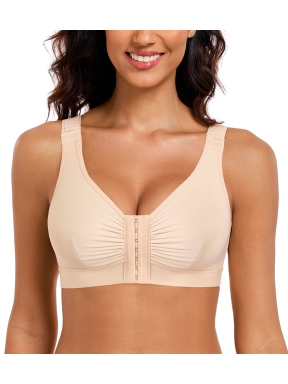Compression Bra for Women's Front Closure Bras with Adjustable Straps Wirefree