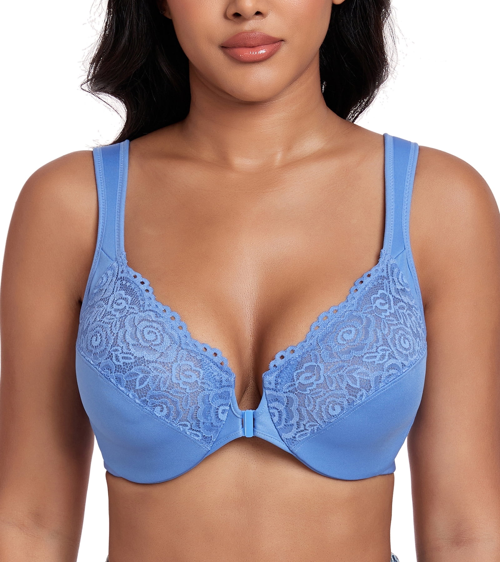 Exerin Women's Plus Size Front Closure U-Back Underwire Wide Strap ...