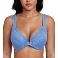 thumbnail image 1 of Exerin Women's Plus Size Front Closure U-Back Underwire Wide Strap Everyday Bra(Aqua-Blue,44C), 1 of 5