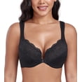 thumbnail image 1 of Exerin Women's Plus Size Front Closure U-Back Underwire Wide Strap Everyday Bra(Black,36G), 1 of 6