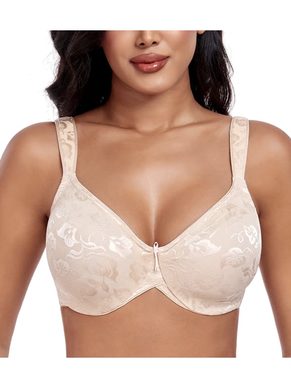 Minimizer Bras for Women Soft Fabric Comfort Full Figure Unpadded Underwire Everyday Bra(Beige,40C)