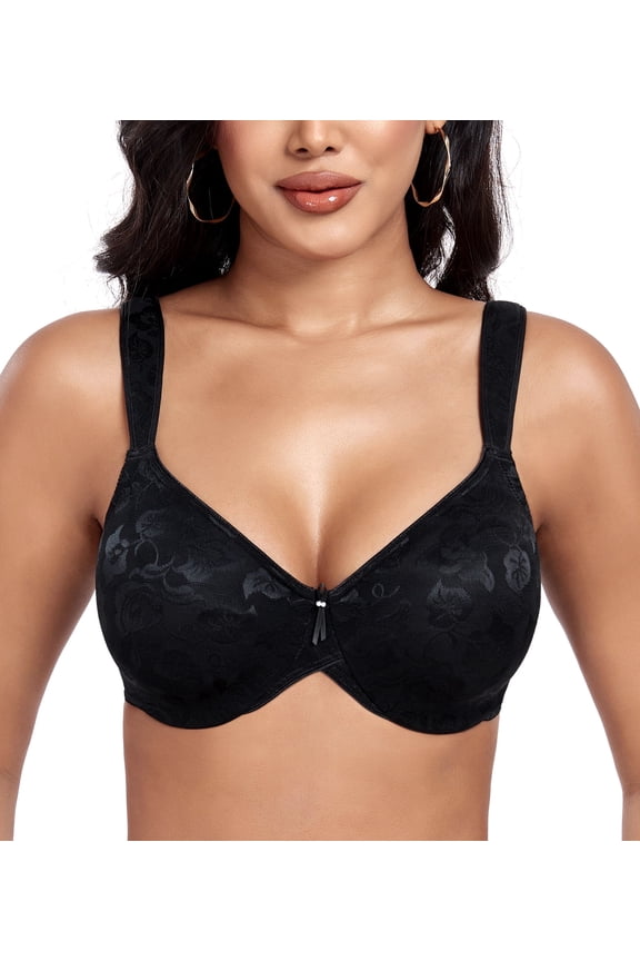 Minimizer Bras for Women Soft Fabric Comfort Full Figure Unpadded Underwire Everyday Bra(Black,32DD)
