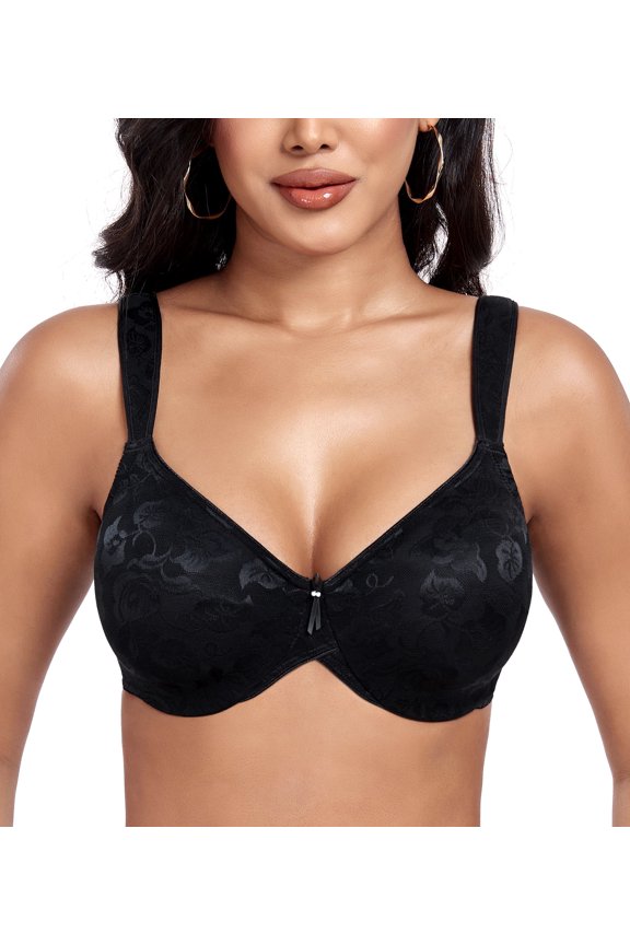 Minimizer Bras for Women Soft Fabric Comfort Full Figure Unpadded Underwire Everyday Bra(Black,38G)