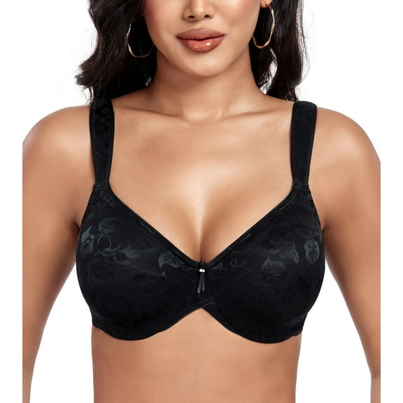 Exerin Minimizer Bras for Women Soft Fabric Comfort Full Figure Unpadded Underwire Everyday Bra(Black,40DDD)