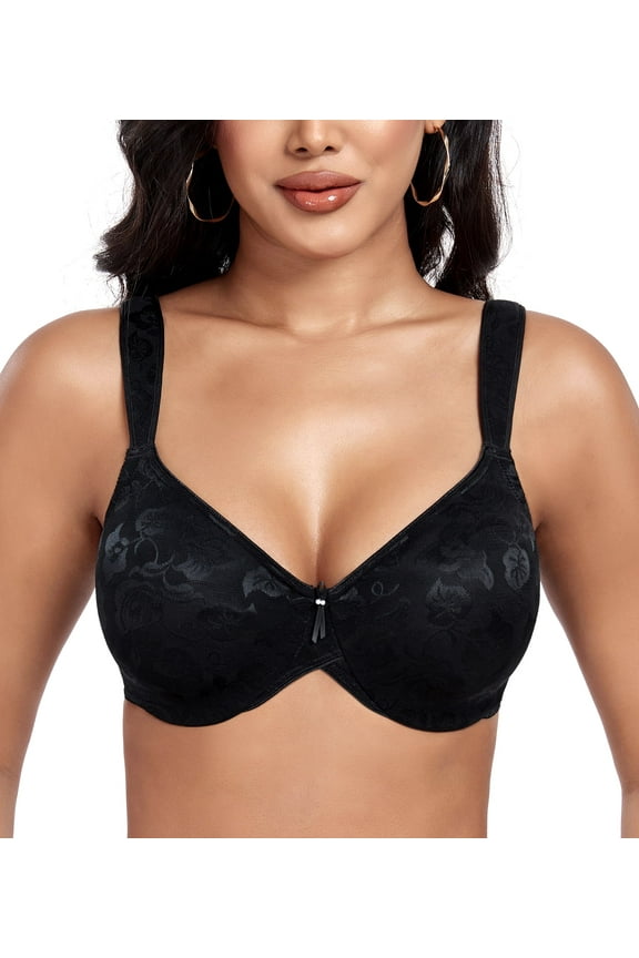 Minimizer Bras for Women Soft Fabric Comfort Full Figure Unpadded Underwire Everyday Bra(Black,40DD)