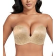 thumbnail image 1 of Exerin Push Up Bras Seamless Wireless Anti-Slip Women's Strapless Bra Shape Support Lift(Beige Flower,34D), 1 of 5