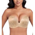 thumbnail image 1 of Exerin Push Up Bras Seamless Wireless Anti-Slip Women's Strapless Bra Shape Support Lift(Beige Flower,38D), 1 of 5