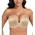 thumbnail image 1 of Exerin Push Up Bras Seamless Wireless Anti-Slip Women's Strapless Bra Shape Support Lift(Beige Flower,40D), 1 of 5