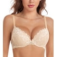 thumbnail image 1 of Exerin Push Up Bras Women's Padding Underwire Flower Lace Lift Up Everyday Bra(Beige,38A), 1 of 8
