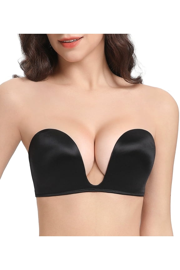 Women's Strapless Bras Underwire Anti-Slip Padded Multiway Push Up Bra(Black,36A)