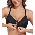 thumbnail image 1 of Exerin Racerback Full Figure Underwire Women's Front Close Bra Seamless Unlined Bra(Black,42DDD), 1 of 6