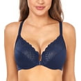 thumbnail image 1 of Exerin Racerback Full Figure Underwire Women's Front Close Bra Seamless Unlined Bra(Blue,38G), 1 of 7